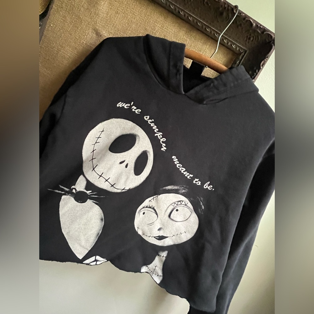 The Nightmare before Christmas Jack and Sally cropped hoodie sweatshirt